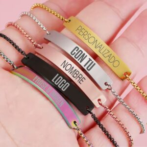 Pulsera Barra Personalizada de Acero Inoxidable | Grabado Láser
