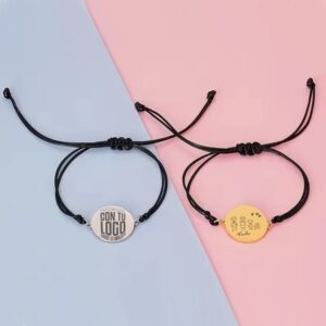 Pulsera Corazón Ajustable Personalizada de Acero Inoxidable | Grabado Láser