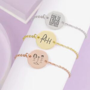 Pulsera Redonda Personalizada de Acero Inoxidable | Grabado Láser