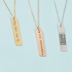 Colgante Barra Personalizado de Acero Inoxidable | Collar Grabado Láser