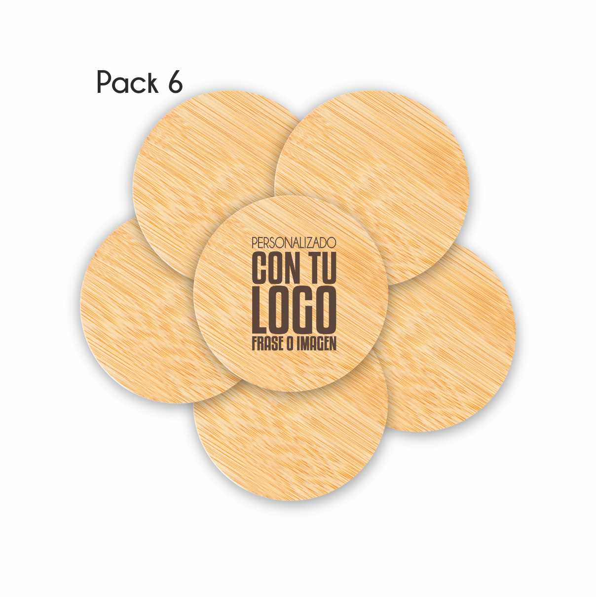 Posavasos de bambú personalizados pack 6 | Posavasos ecológicos Nature