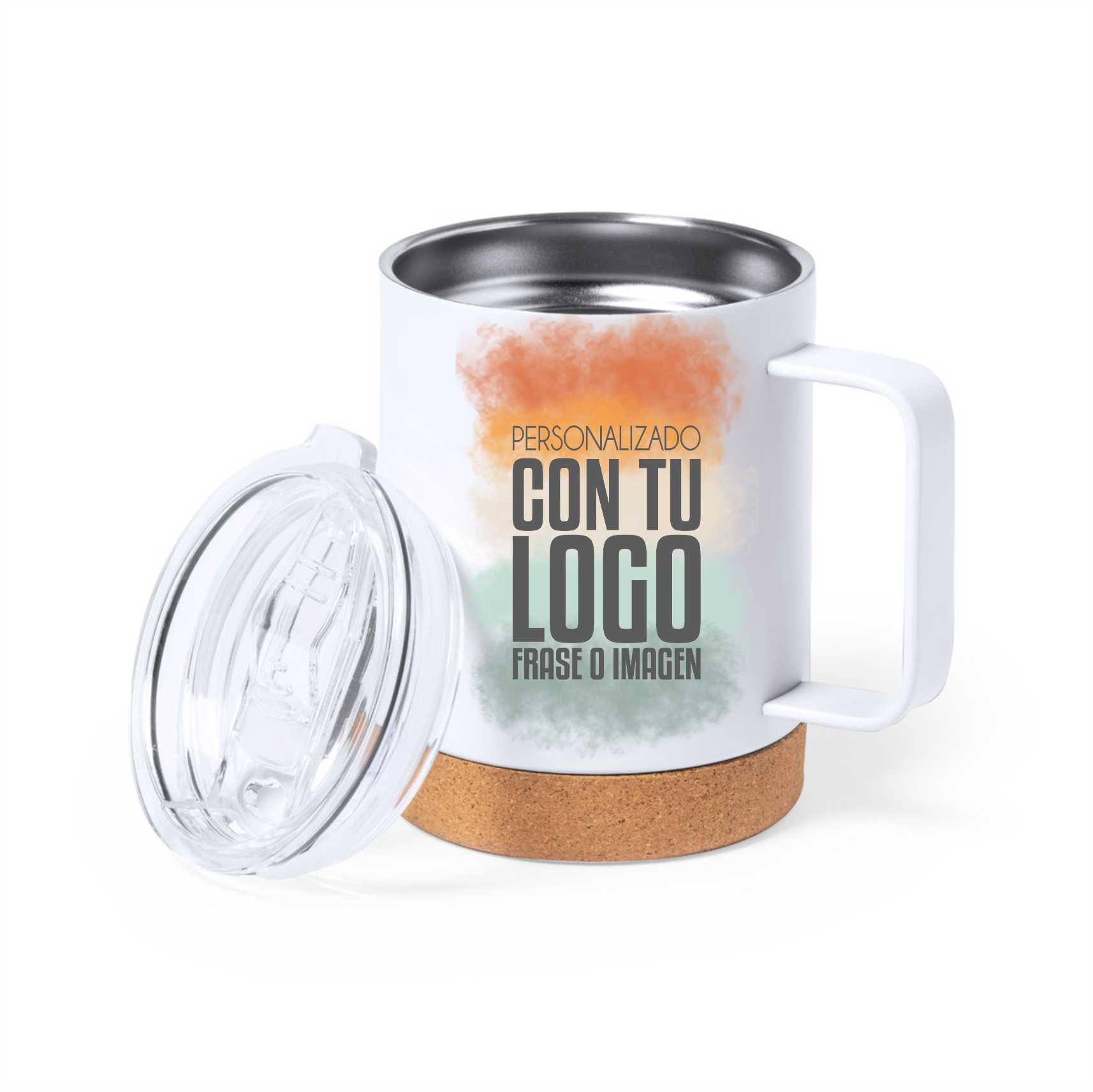 Taza térmica de acero inoxidable personalizada con tapa 330 ml