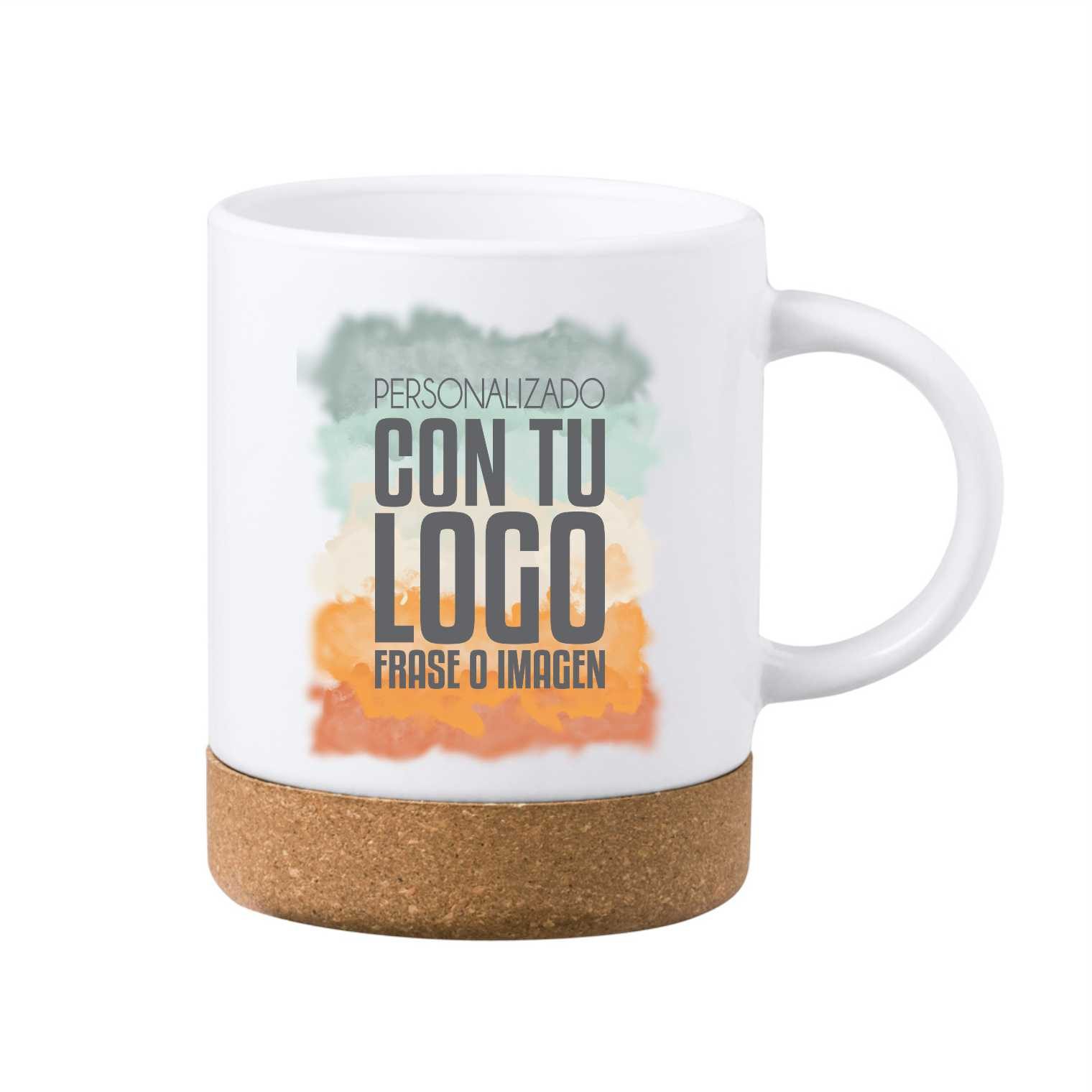 Taza de cerámica con base de corcho personalizada sublimación 350 ml