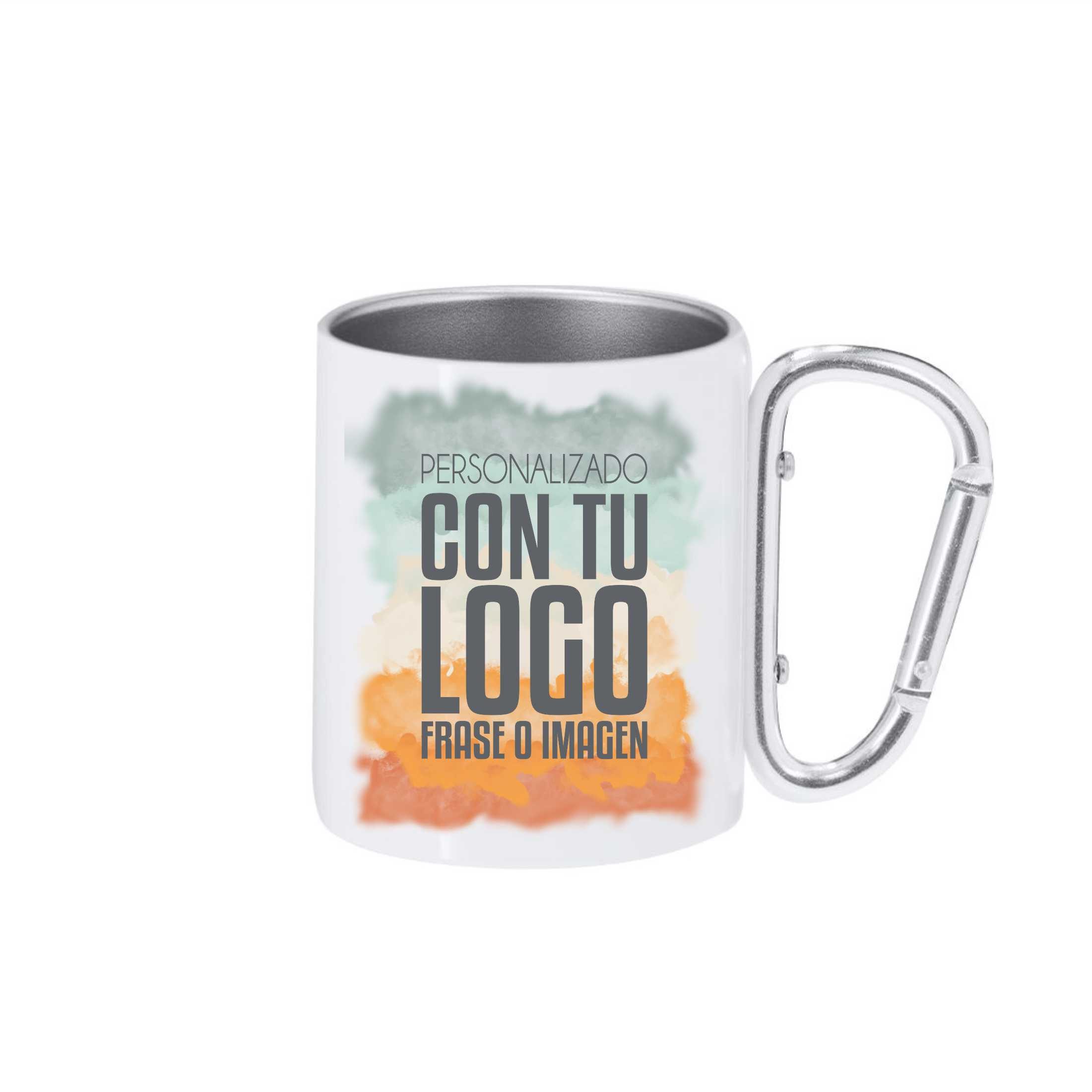 Taza de acero inoxidable 220 ml con mosquetón personalizada