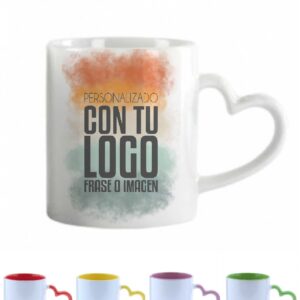 Taza personalizada con asa de corazón sublimación 350 ml