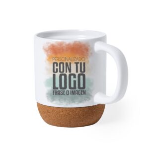 Taza de cerámica con tapa de corcho personalizada 420 ml