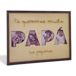 portafoto de madera personalizado para papá con fotos