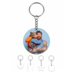Llavero redondo de madera personalizado con foto a color
