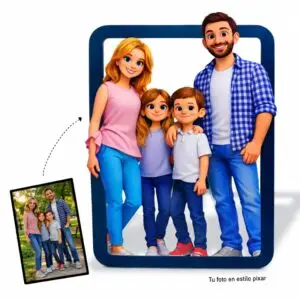 Marco de Fotos Personalizado en Madera 3D | Ilustración Estilo Pixar