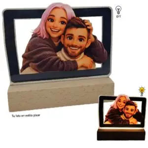Lámpara Personalizada 3D con Foto | Metacrilato y Base de Madera