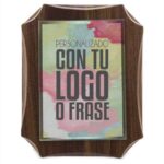 placa rectangular de madera y cristal personalizada por sublimación