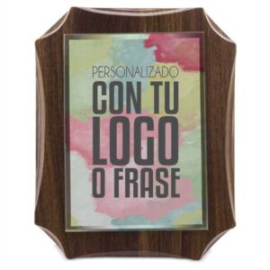 placa rectangular de madera y cristal personalizada por sublimación