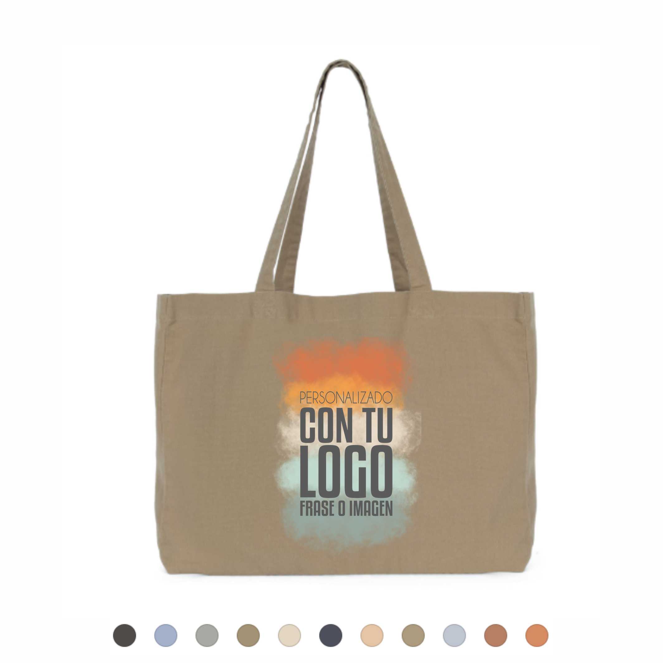 bolsa shopper de algodon grande personalizada con fuelle
