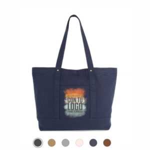 Bolsa shopper grande de algodón personalizada con bolsillo