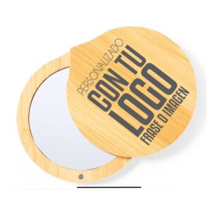 espejo de bambú compacto con cierre magnético personalizado