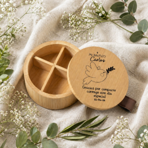 El joyero de bambú personalizado para bautizo