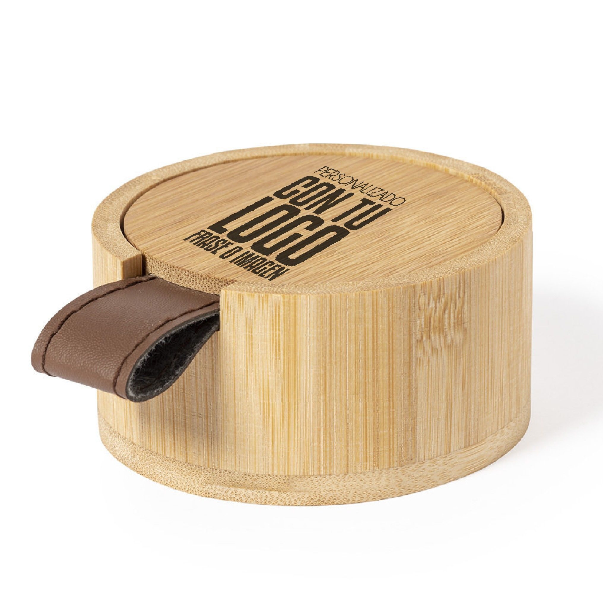 joyero de bambú con compartimentos y espejo personalizado