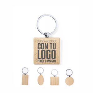 llavero de madera natural personalizado con grabado laser