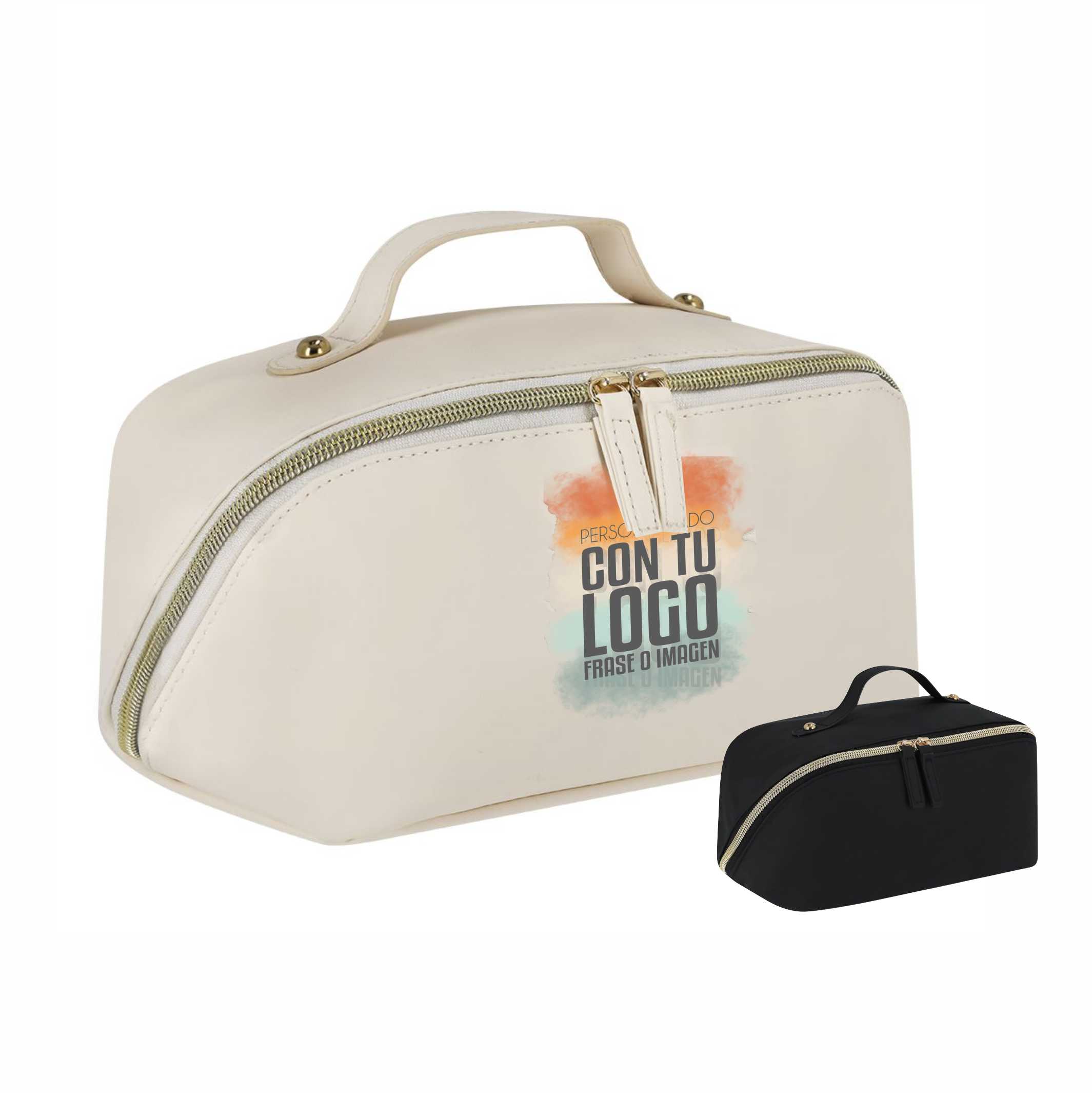 Neceser de polipiel personalizado con cremallera y doble compartimento