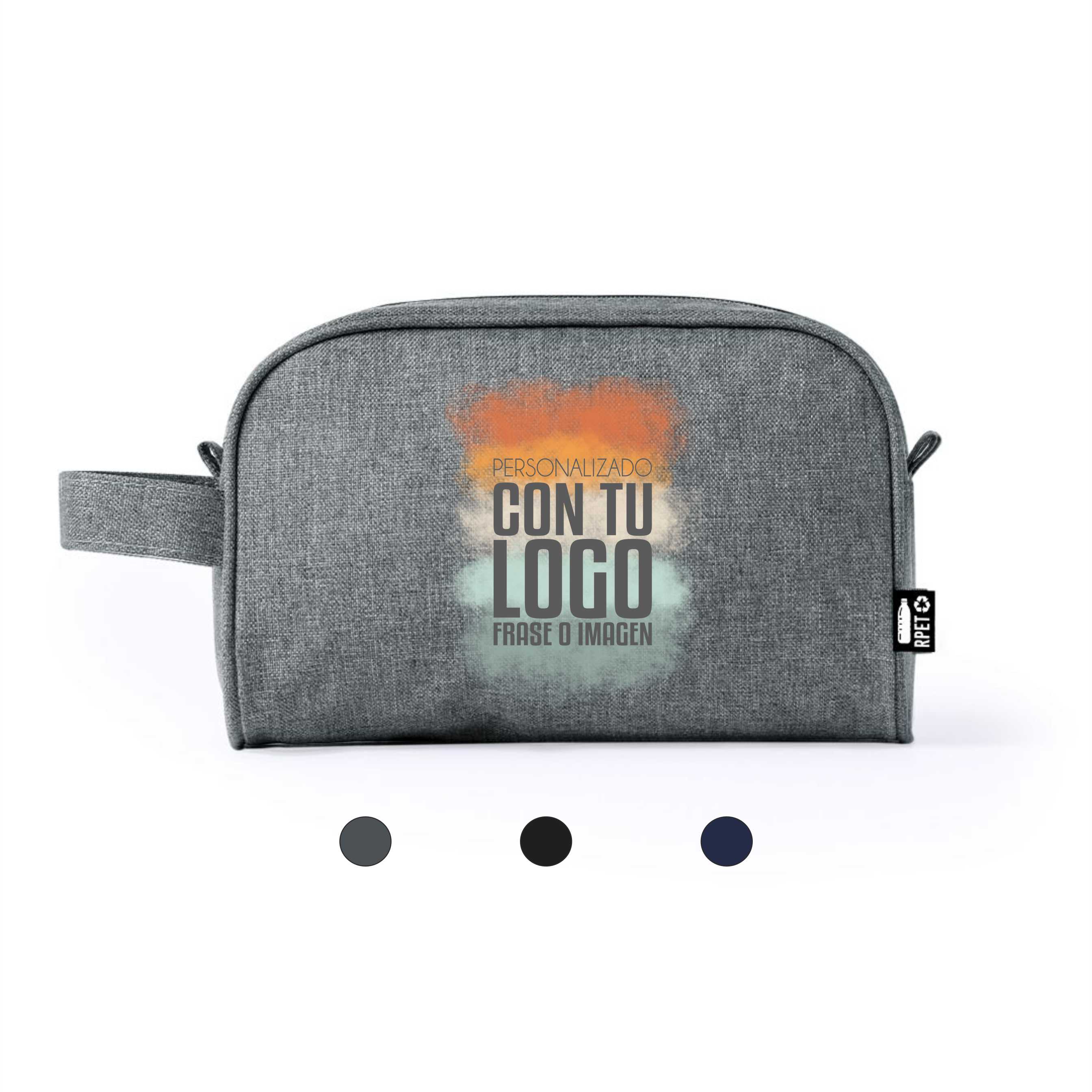 Neceser ecológico RPET personalizado resistente con cremallera