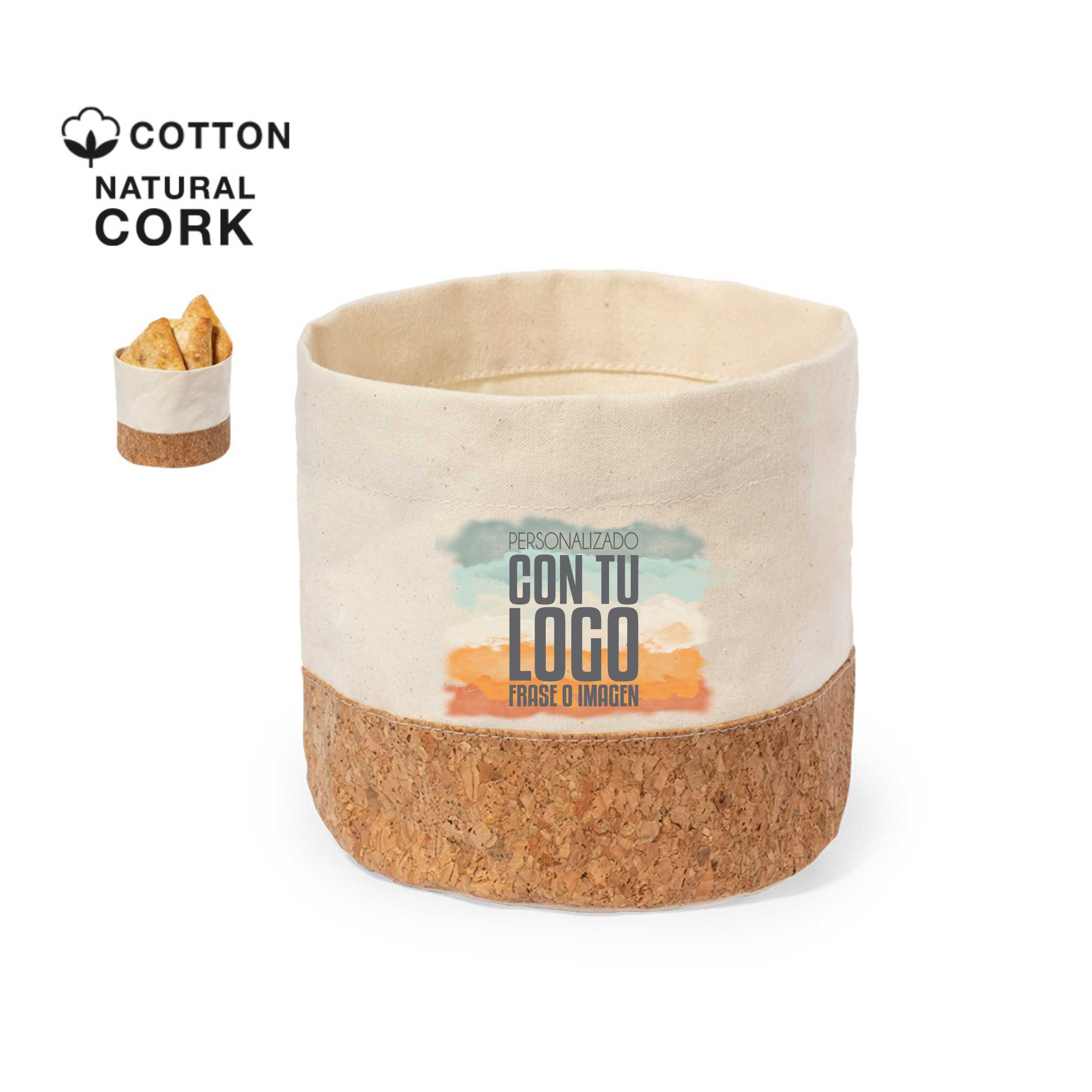 Panera de algodón personalizada con base de corcho o yute | Panera eco-friendly