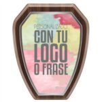 placa escudo de madera torneada y cristal personalizada con estuche premium