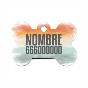 Placa para mascota 🐶 En forma de hueso, personalizada con nombre y teléfono. Ligera, resistente y segura.