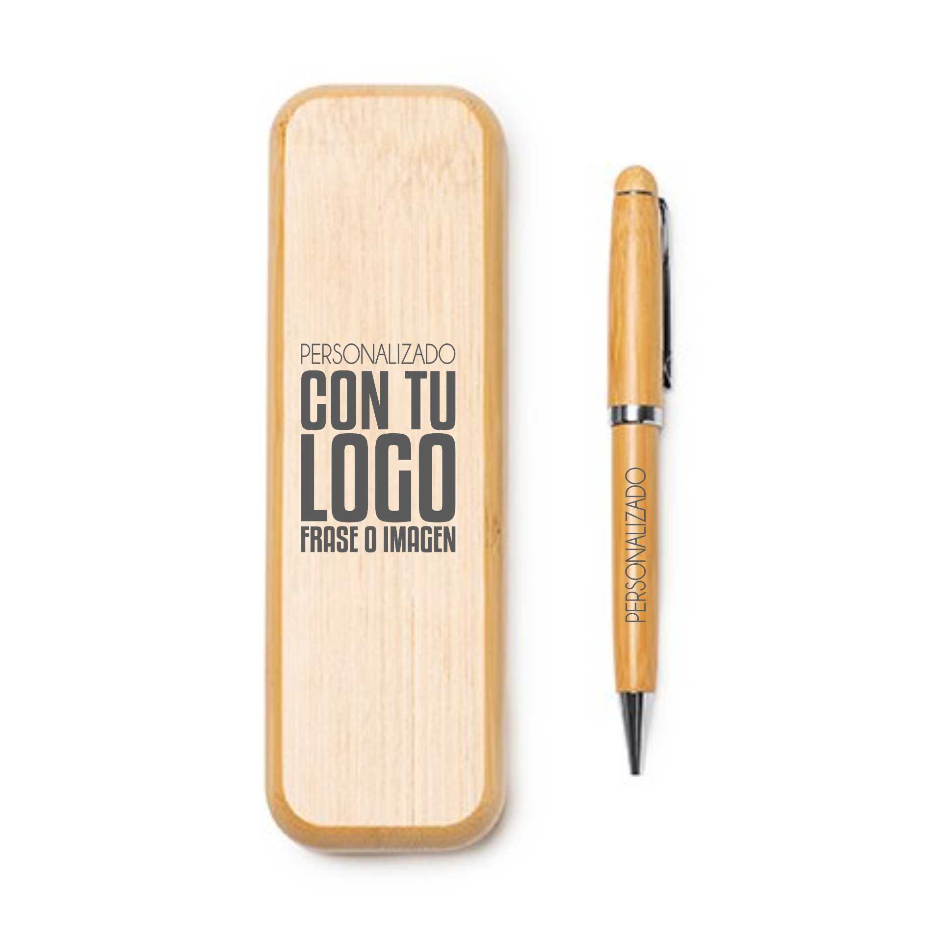 set de boligrafo de bambu con estuche magnetico