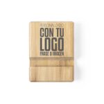 soporte de bambú para móvil y tablet con doble ranura personalizado