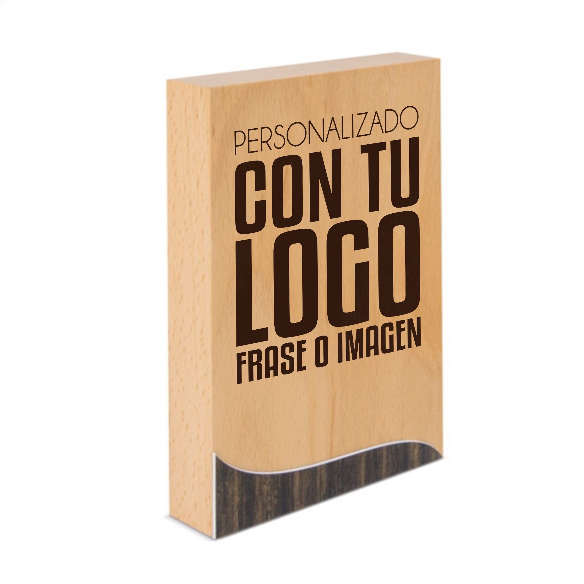 trofeo rectangular de madera maciza personalizado con grabado láser