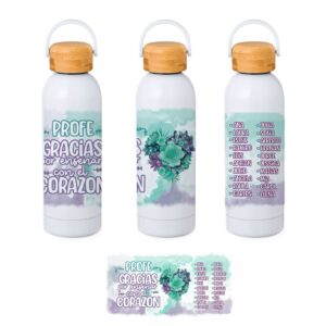 Botella Térmica Personalizada Fin de Curso para Profes y Maestros | Acero Inoxidable y Madera 2